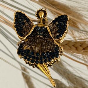 Elegant Crystal Ballerina Brooch Pin